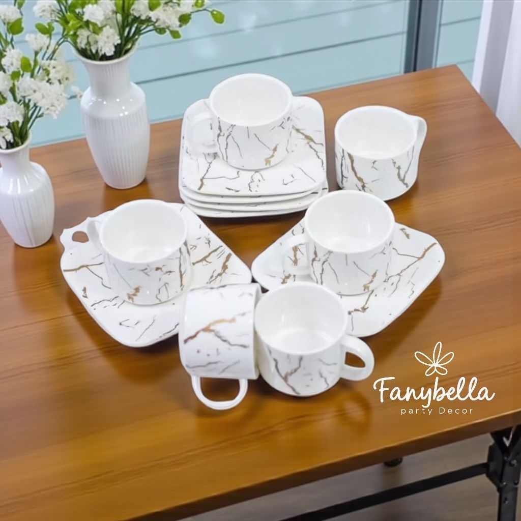cangkir set / tea set / cangkir marble / cangkir keramik / cangkir keramik mewah / cangkir 1 set / c