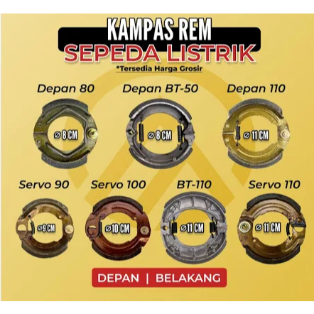 Kampas Rem Depan belakang Sepeda listrik, gerobak, motor dan roda 3 listrik