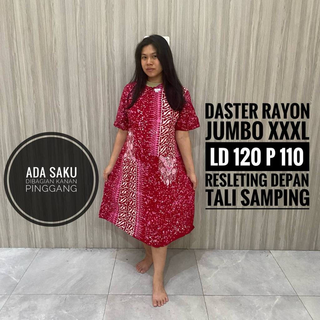 Daster Batik Pekalongan Terbaru Lengan Pendek LD 120 Bahan Rayon Busui Resleting Depan Motif Batik C