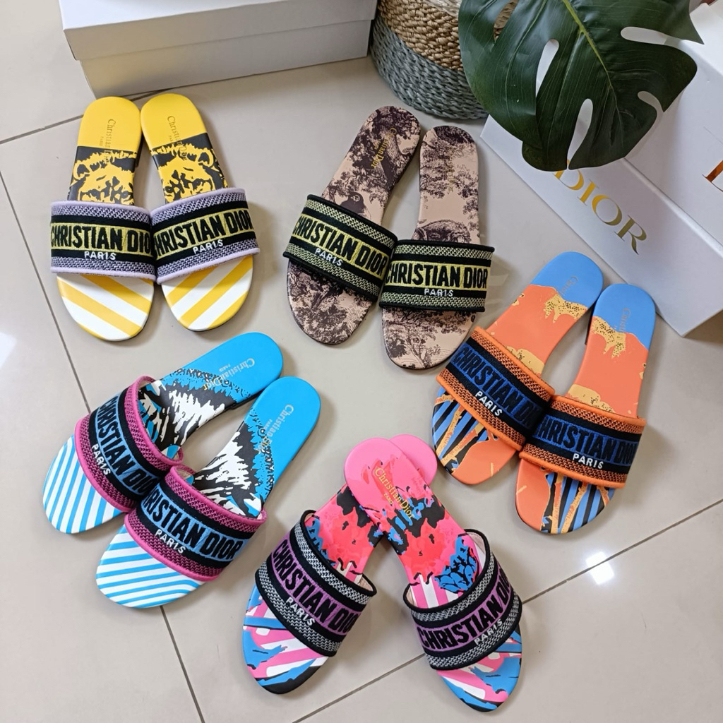 sandal wanita flat dior slipper