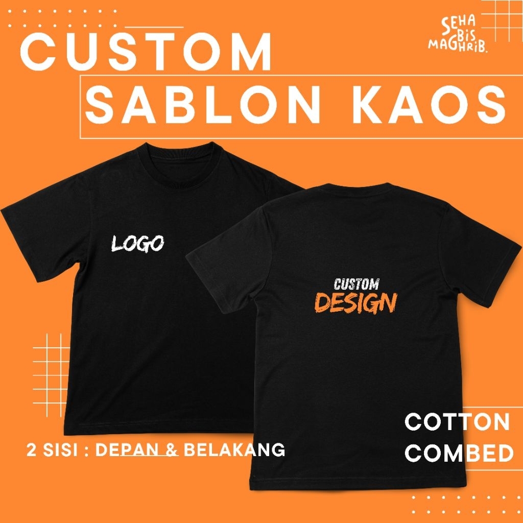 Sablon Baju - Sablon baju cotton combed 24 s Premium Bebas Desain