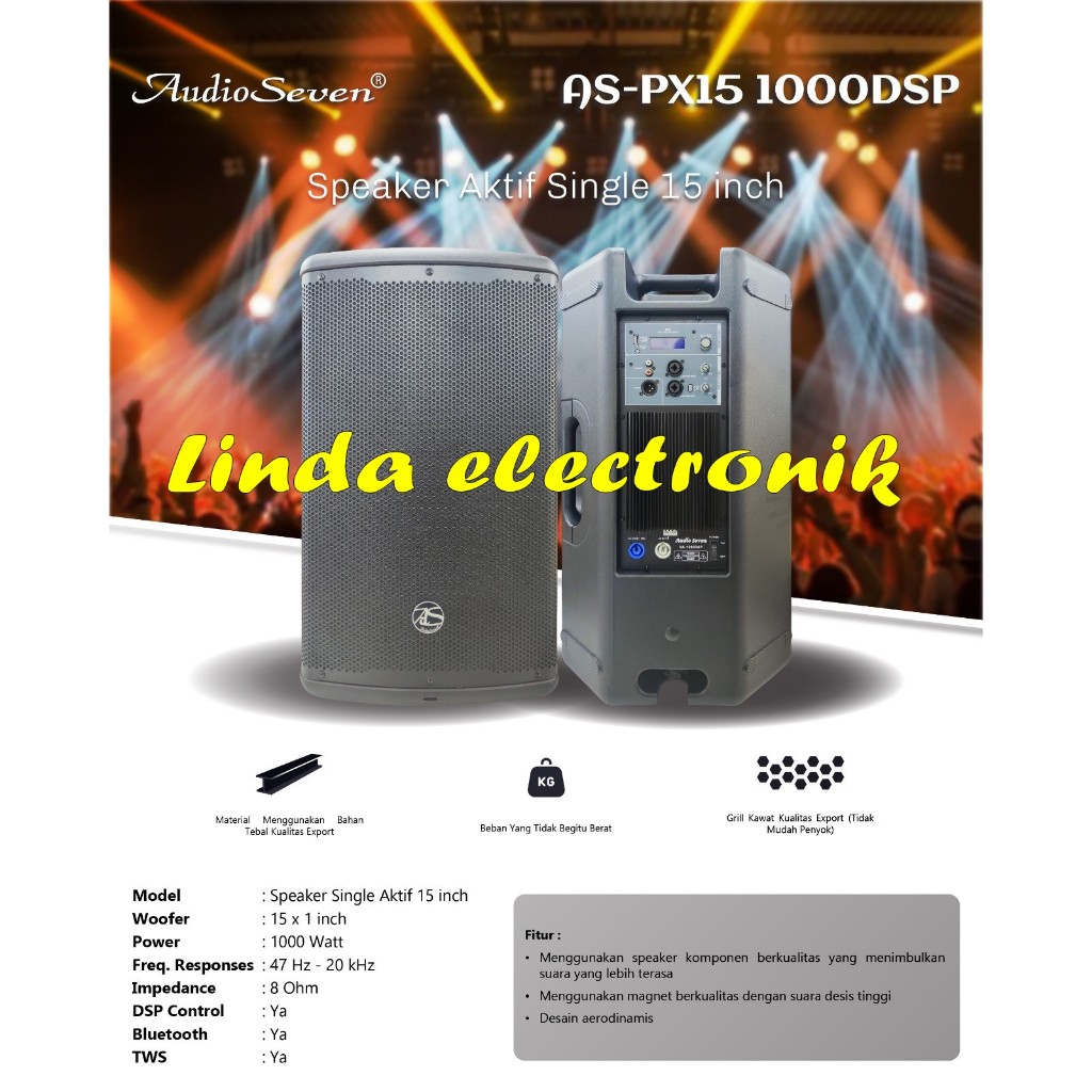 SPEAKER AKTIF AUDIO SEVEN AS PX15 1000 DSP / AS PX 15 DSP / ASPX151000DSP 15 INCH 2 BUAH ORIGINAL
