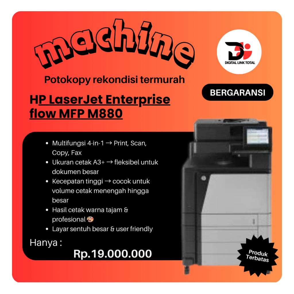 hp laserjet m880 second printer warna a3 hp m880 printer rekondisi murah