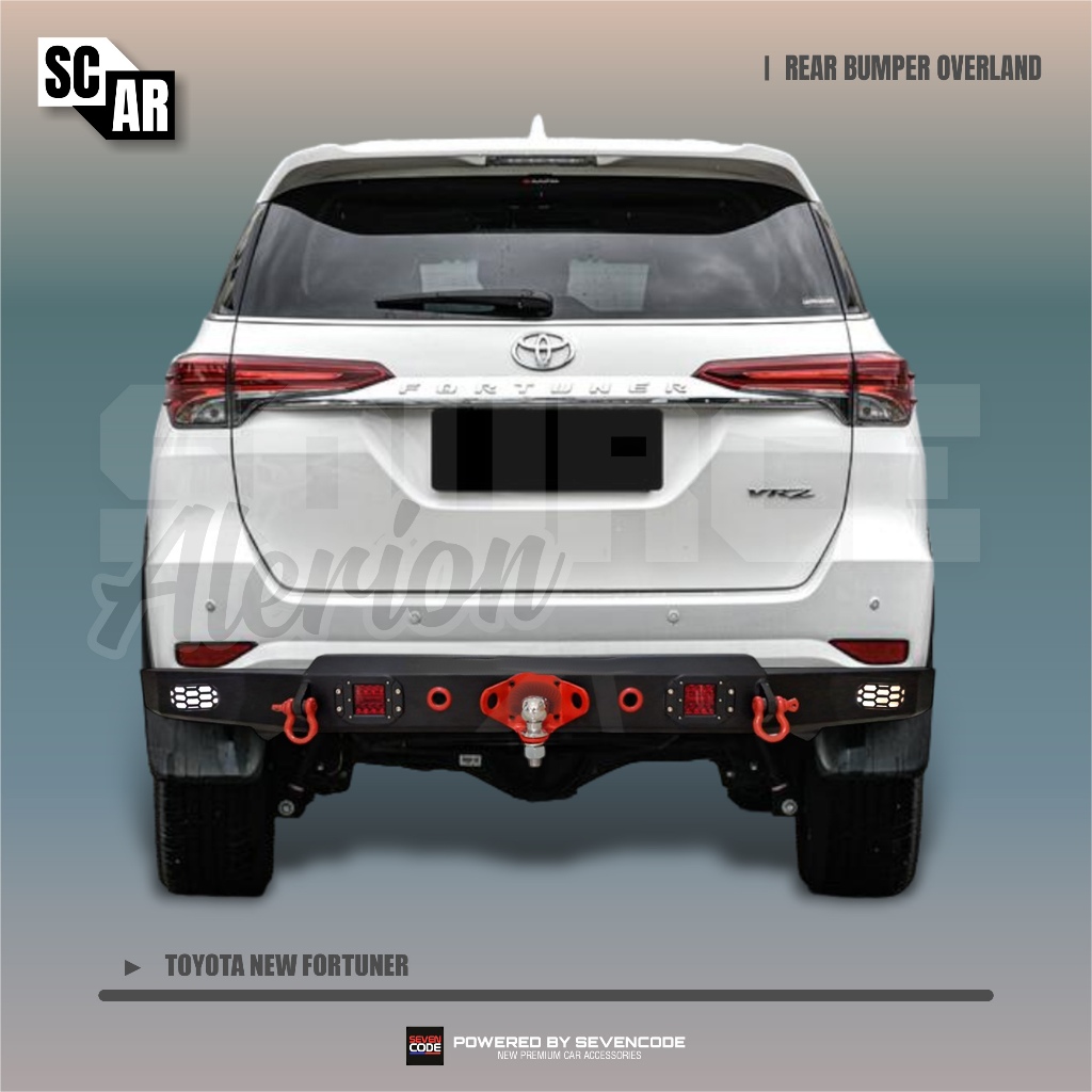 REAR FULL BUMPER GUARD WITH LAMP LED RED -TOWING PENGAMAN BELAKANG BESI - OVERLAND V2 SEVENCODE - TO