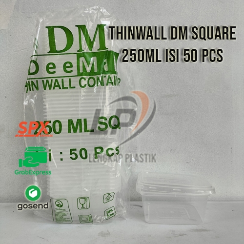 (DM) Per 25/50 Pcs Thinwall Persegi Square (SQ) Kecil / Kotak makan 150ml, 250ml