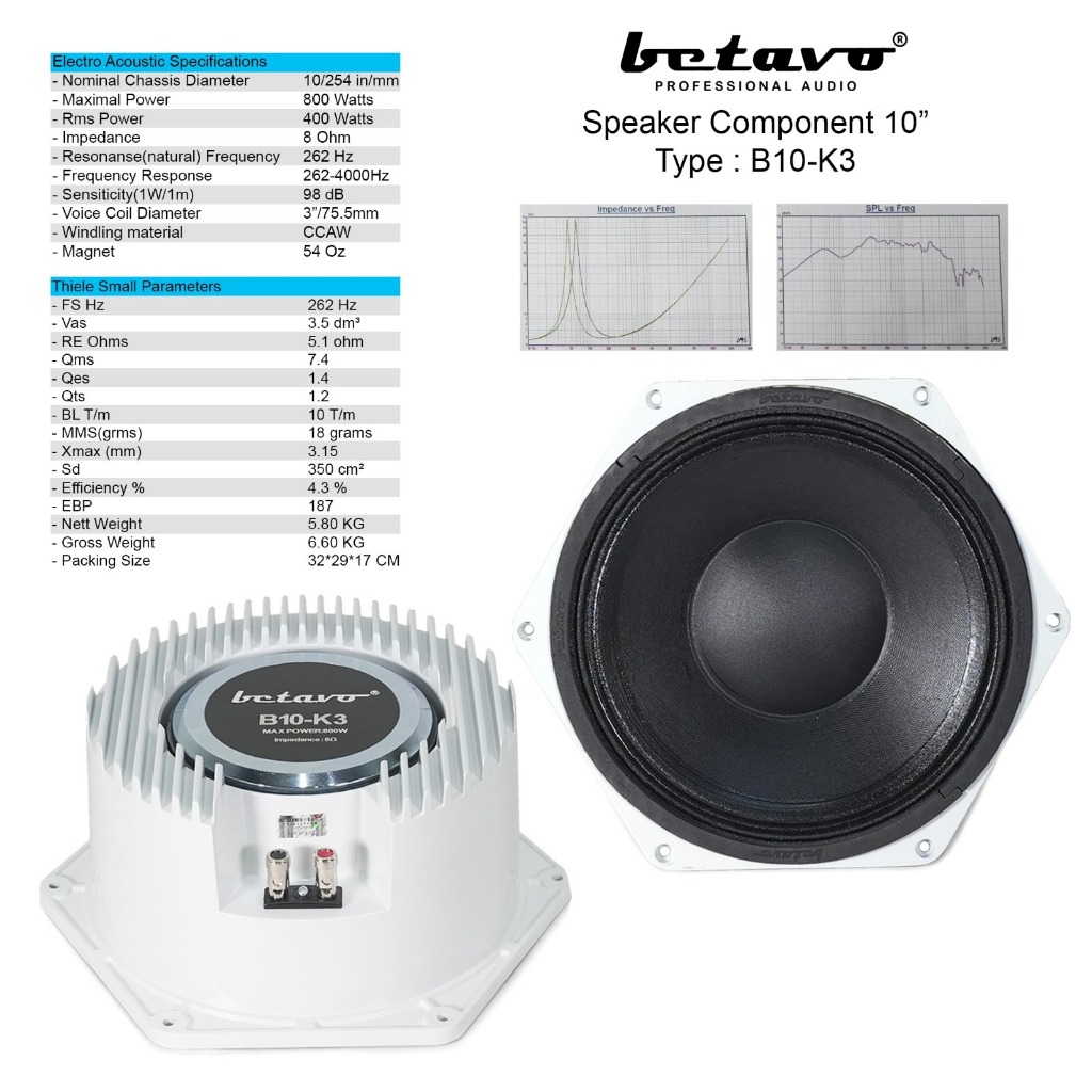 Speaker Component Betavo B10 - K3 / Max Power 800W