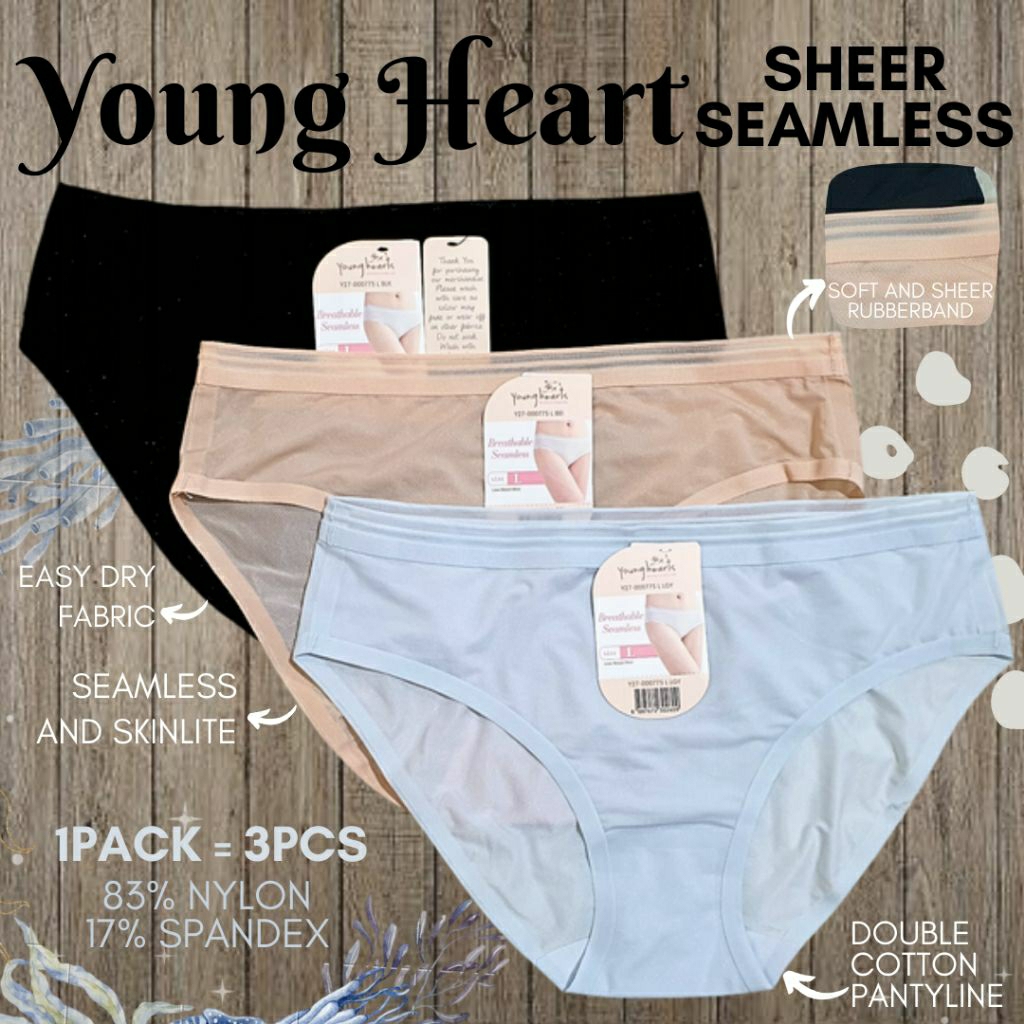young heart panty pack sheer seamless series/celana dalam wanita branded murah