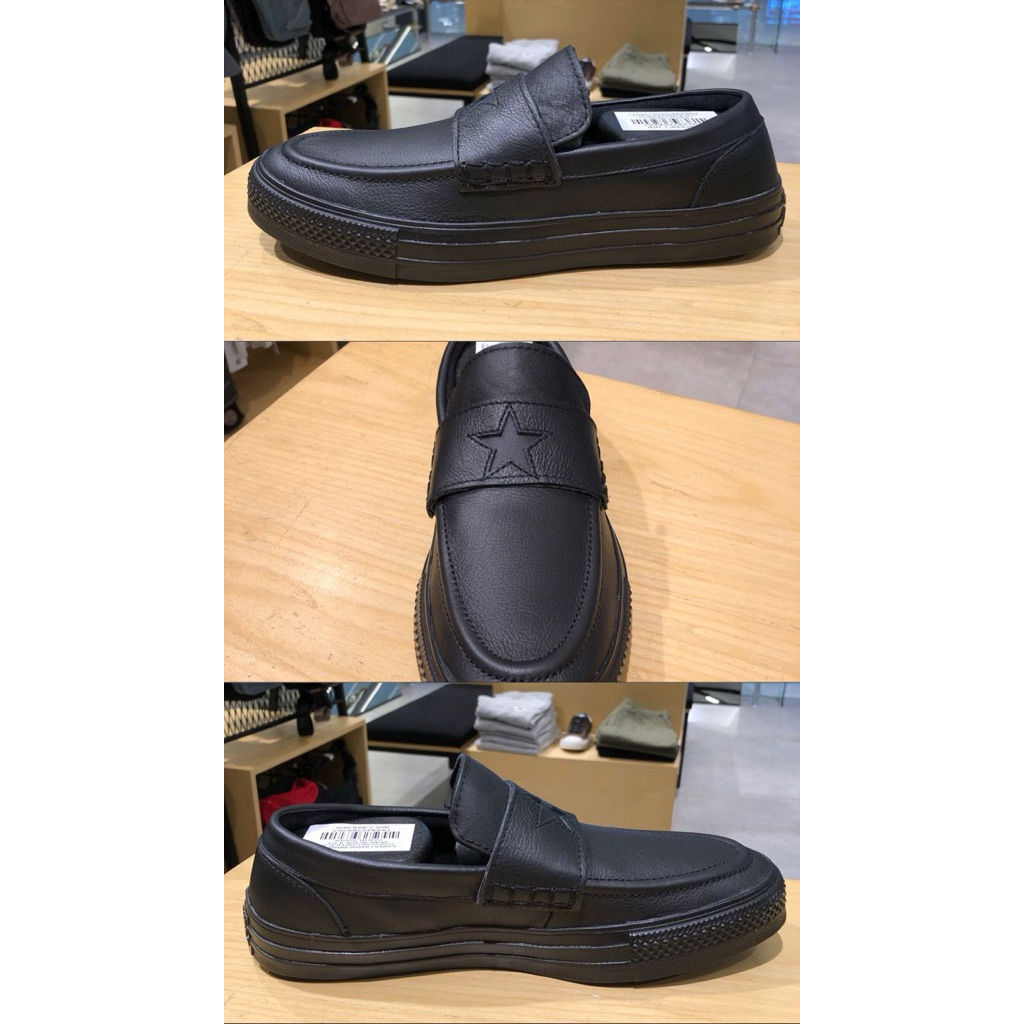 Sepatu Sneakers Pria Converse CTAS Loafer Leather Black/Black/Egret