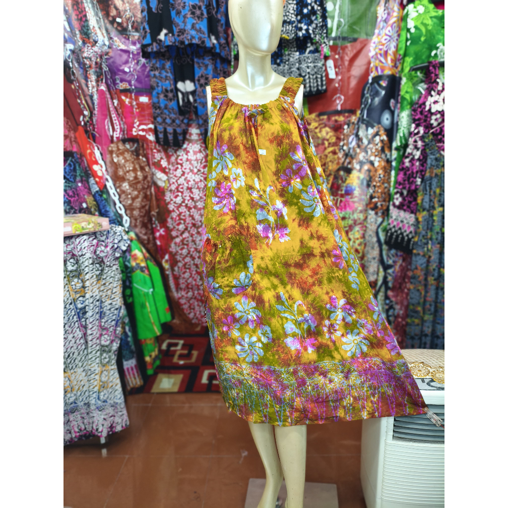 Daster Lie Ing Jumbo Batik Cetak Premium Tali Papan Karet Kantong Satu LD 120 cm | Adem Nyaman