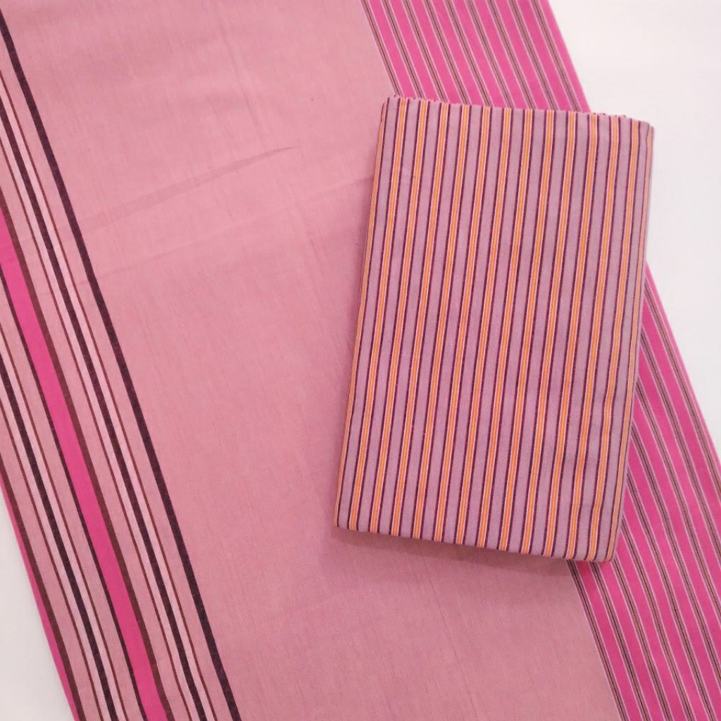Kain Lurik Pink / Lurik Tenun Kombinasi Pink Cerah Salem