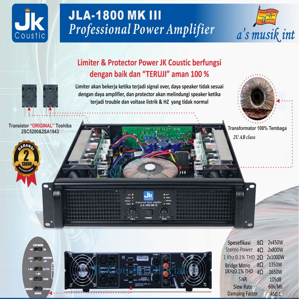 Power JLA-1800 MK III JK Coustic Power Amplifier JLA 1800 MKIII