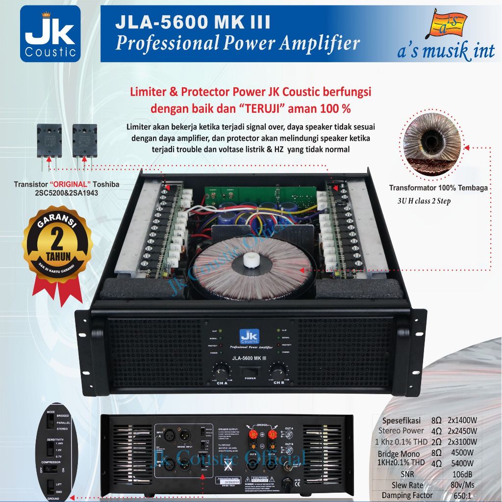 Power JLA-5600 MK III JK Coustic Power Amplifier JLA 5600 MKIII