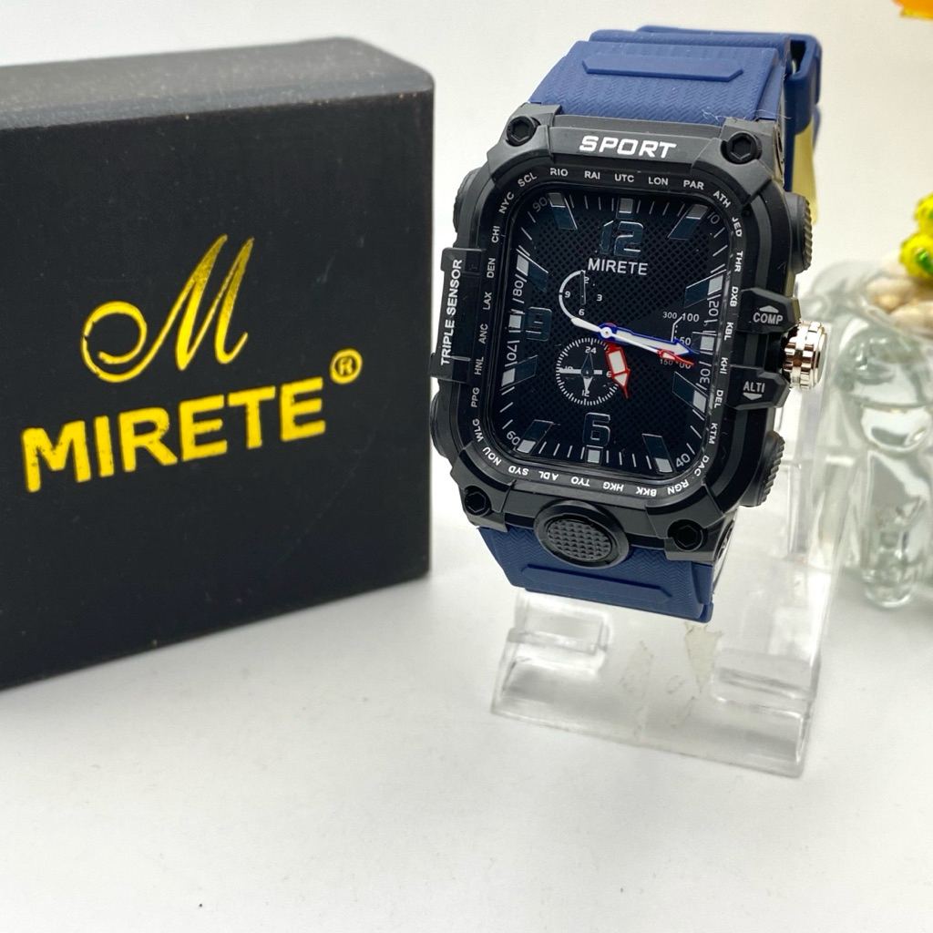 M-2506 Jam Tangan Pria Mirete Sport Karet Analog Segi Tahan Air Jam Cowok Import Cocok Untuk Dibawa 