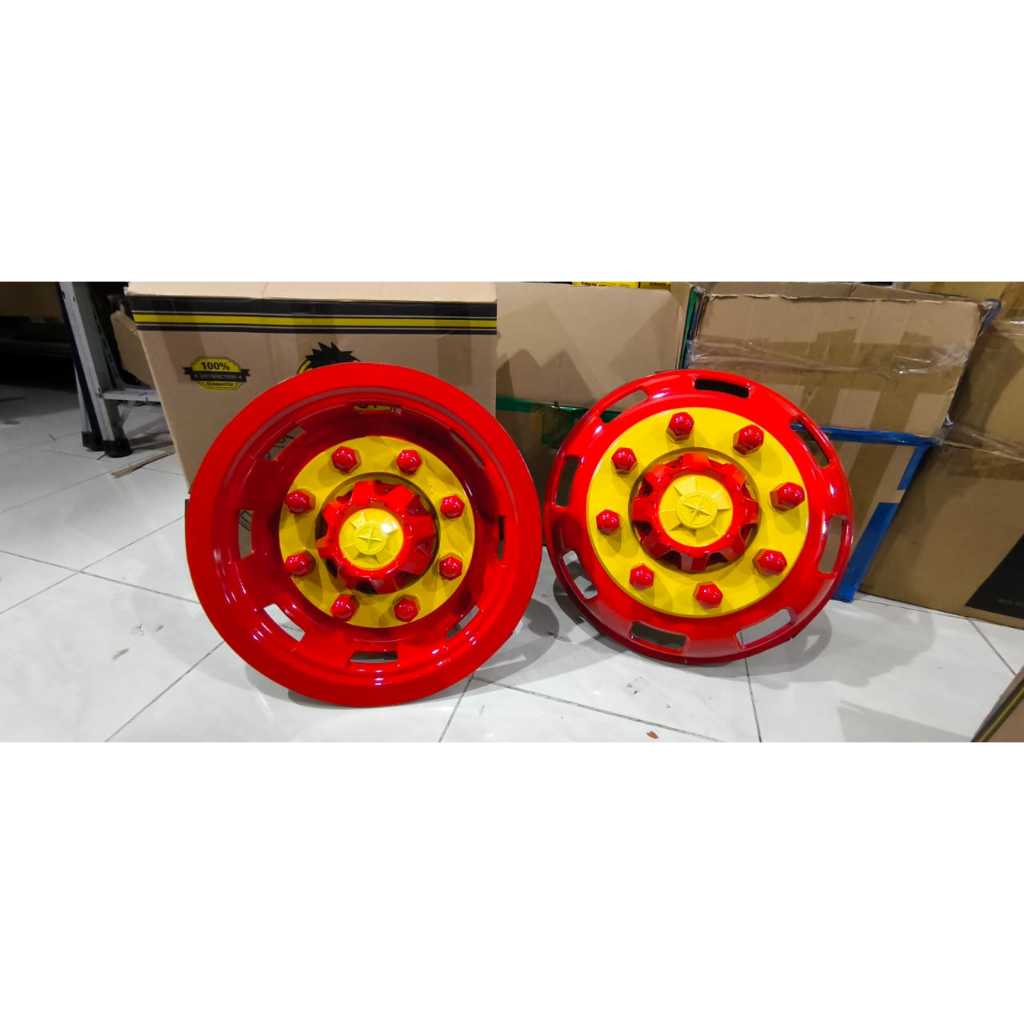 Cover Dop Velg Baut 8 Ring 16 Truk Truck Canter Fuso 4 pcs Warna Merah Kuning