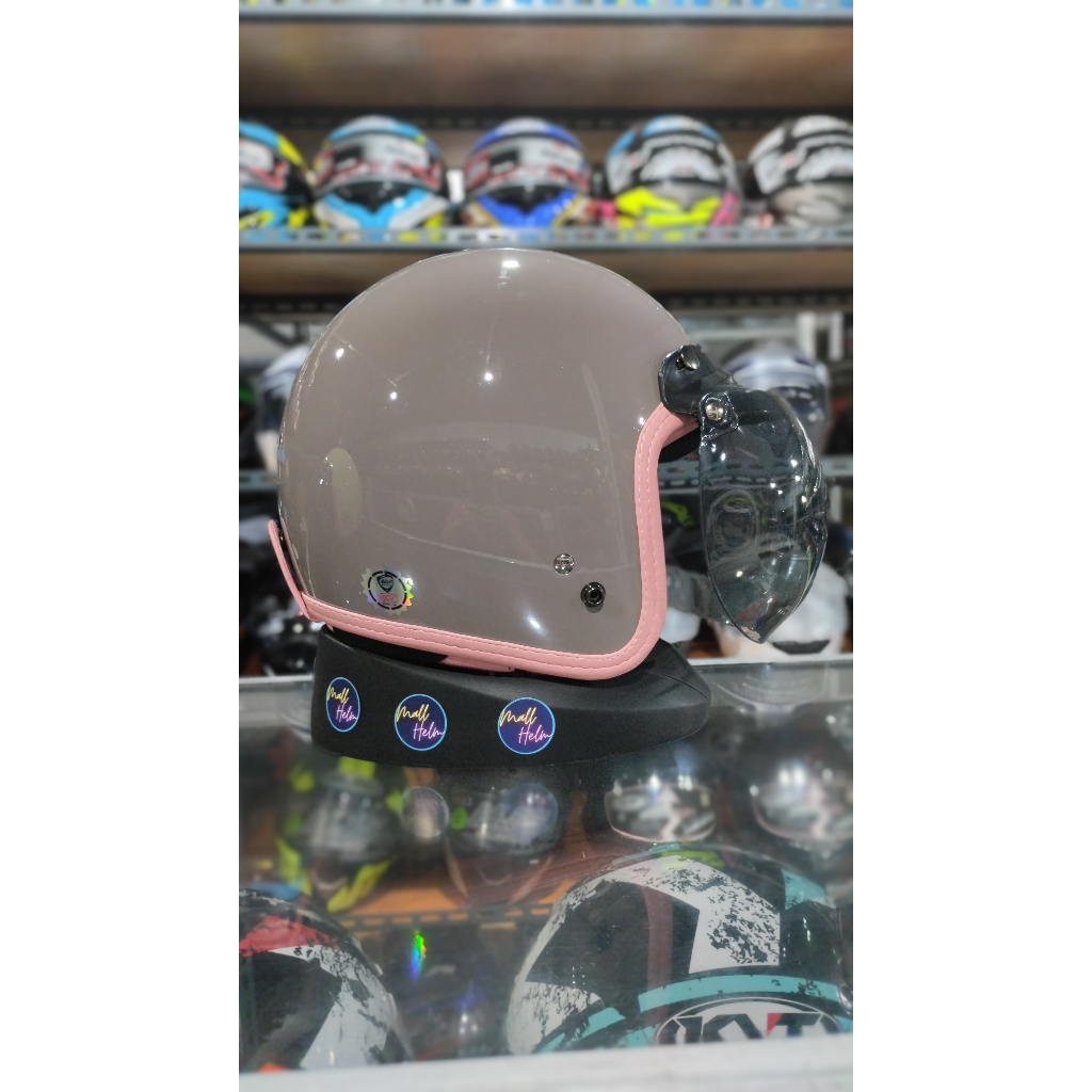 HELM BOGO RETRO PASTEL WANITA MERK AIZO ROSA BISA COD