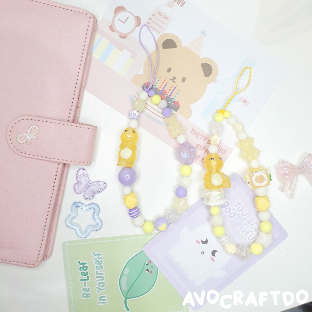 [ AVOCRAFTDO ] Nailong Nalong Naga Kuning Strap Phone Beads Manik