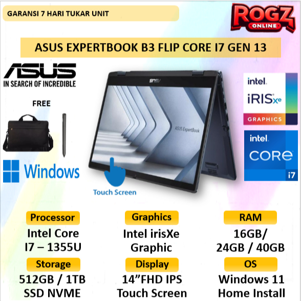 ASUS ExpertBook B3 Flip 2in1 i7 16GB 512GB Touch