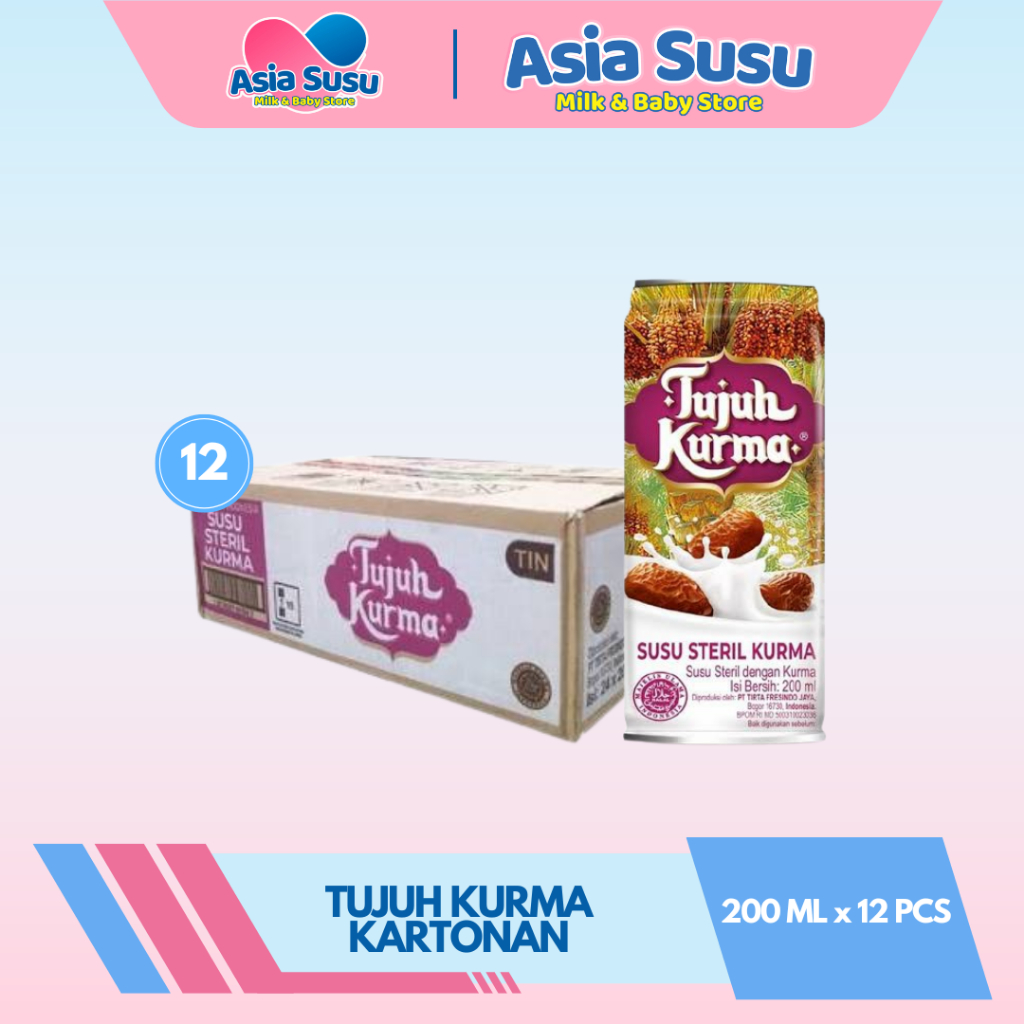 [Kartonan] Tujuh Kurma Susu Steril 189ML x 12 Pcs - Minuman Kaleng Tujuh Kurma