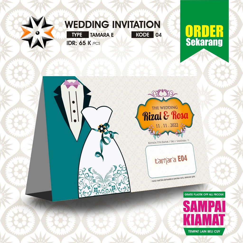 Undangan Pernikahan / TAMARA E 04 / Gratis Plastik OPP / Blangko Undangan Kosongan