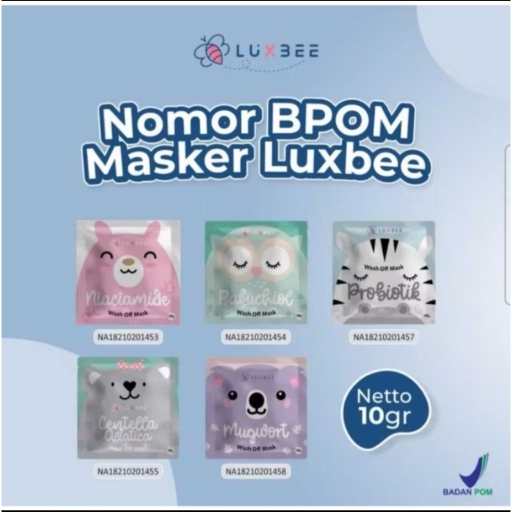 Luxbee Masker powder, masker wash off, masker wajah bubuk