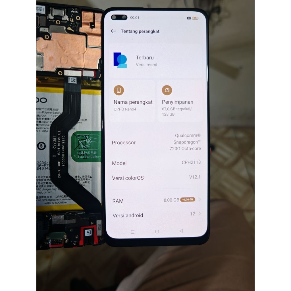 lcd ori copotan oppo reno4/reno4f