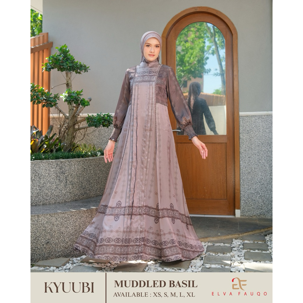 EF FAUQO LVA SYARI  - KYUUBI GAMIS +SCRAVE SILK PREMIUM /GAMIS MUSLIMAH PRINTING PREMIUM BY LVA