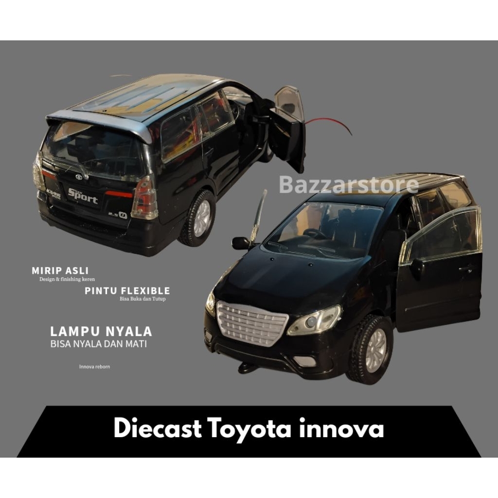 mainan diecast Toyota Innova reborn sport lampu nyala pintu bisa dibuka dan ada suara klakson musik,