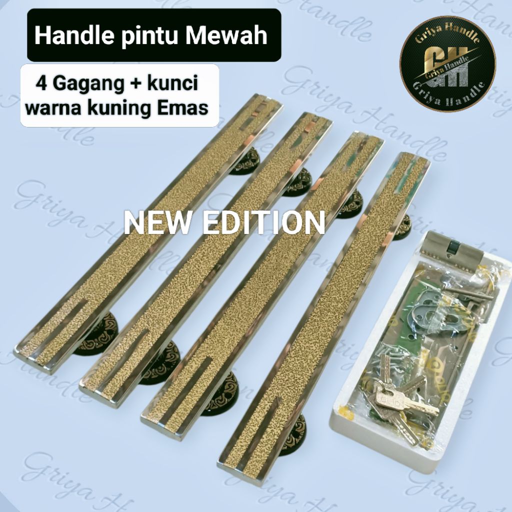 Model Terbaru Handle pintu Mewah kuning emas Gold antik 45cm 60cm 80cm gagang pintu rumah 1 set Lock