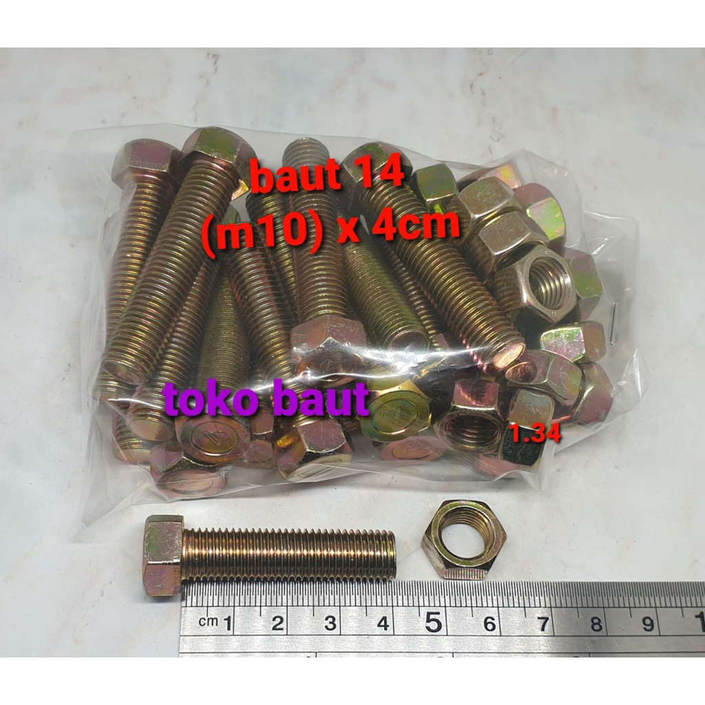 (paket 50 set) baut 14 (10mm) x 4cm + mur