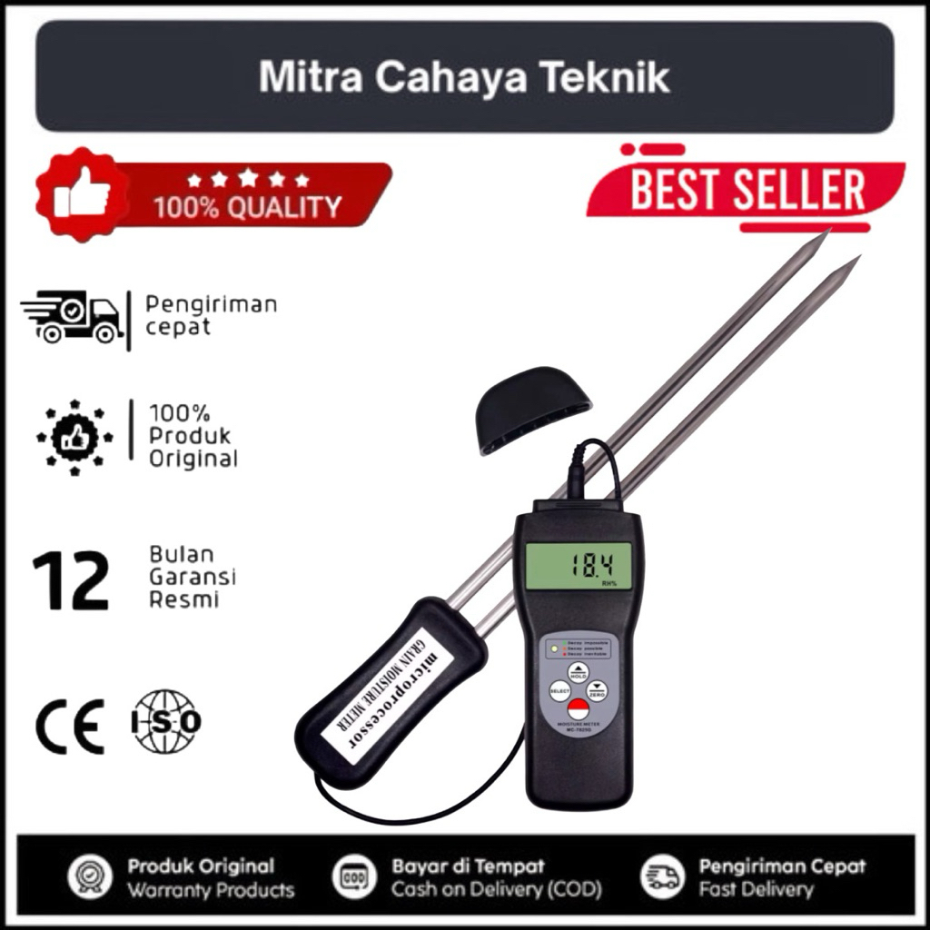 Moisture Meter MC-7825G Landtek Kadar Air Kopi Kakao Cengkeh MC7825G MC 7825 Tester Gauge Monitor Ke