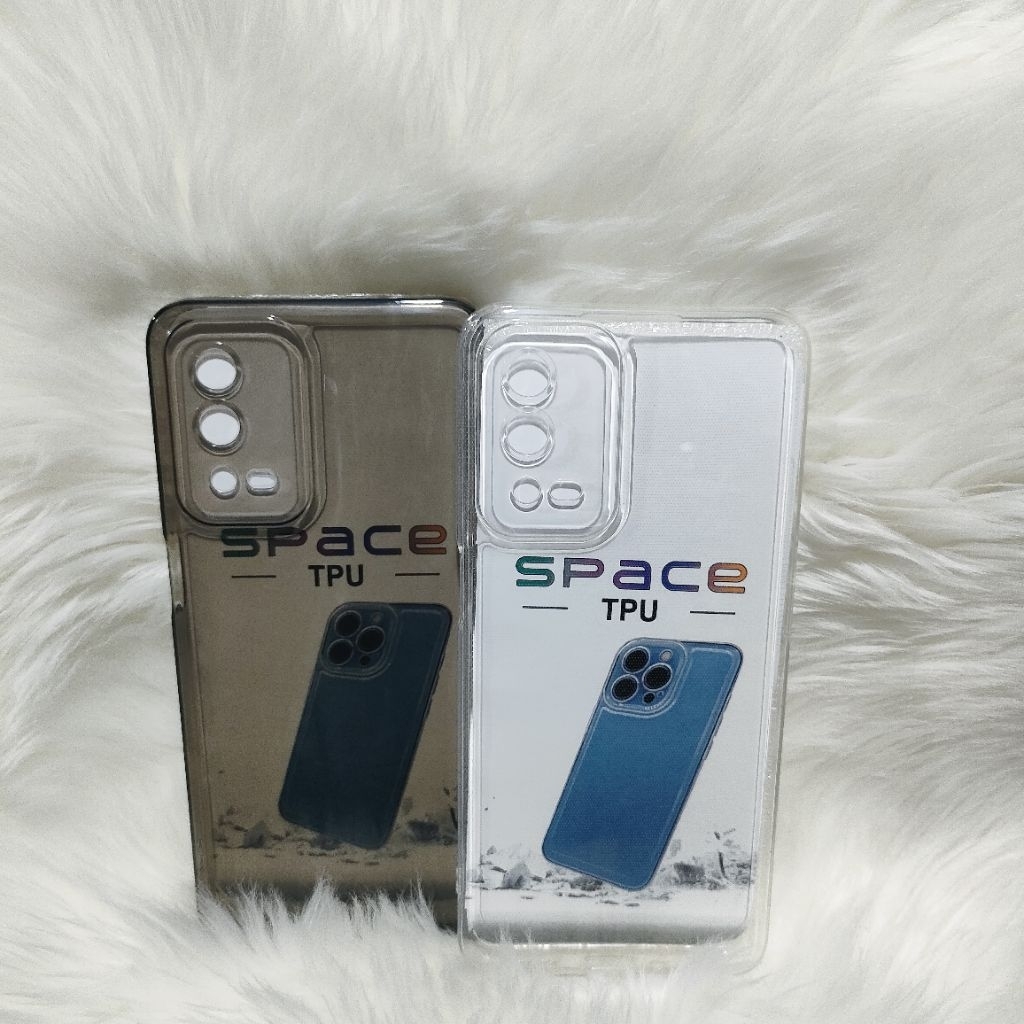 Soft Case Space Tpu Original Oppo A55 4G Silikon Casing Clear Bening hitam Black Transparan