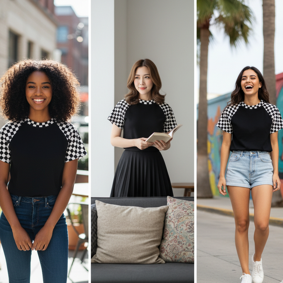 Crop Top Wanita BLACK CHESS Knit Rib (LD 88, P 40)