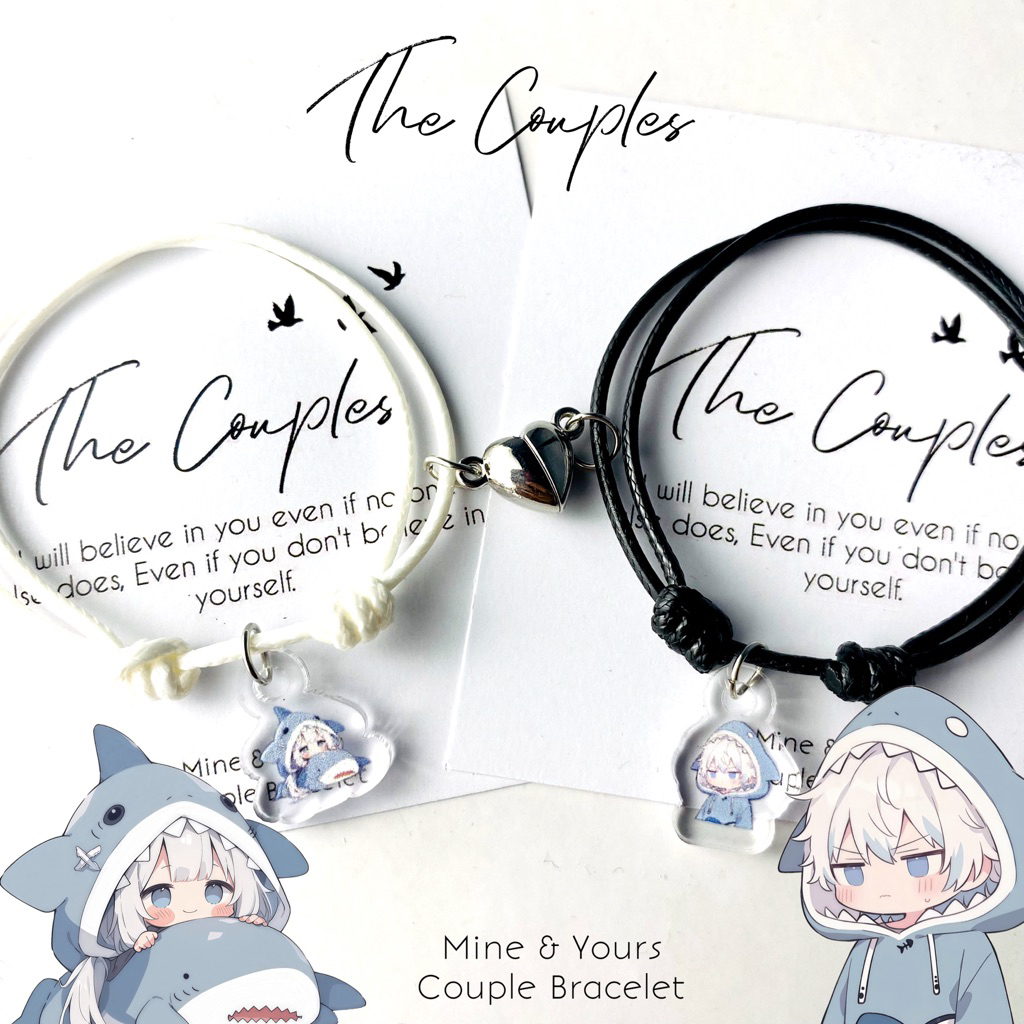 NEW Gelang Couple Magnet Liontin BOY & GIRL STYLE Grey SHARK Couple Lucu Kekinian Sepasang | Couple 