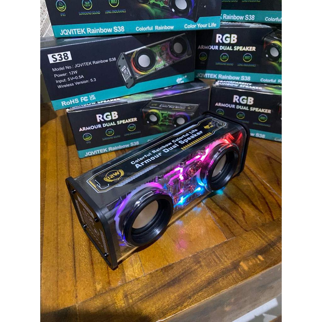 SEPIKER JOVITEK V8 BLUETOOTH DOUBLE SPEAKER RGB LED TRANSPARANT SUBWOOFER SPEAKER 13.6W Bass