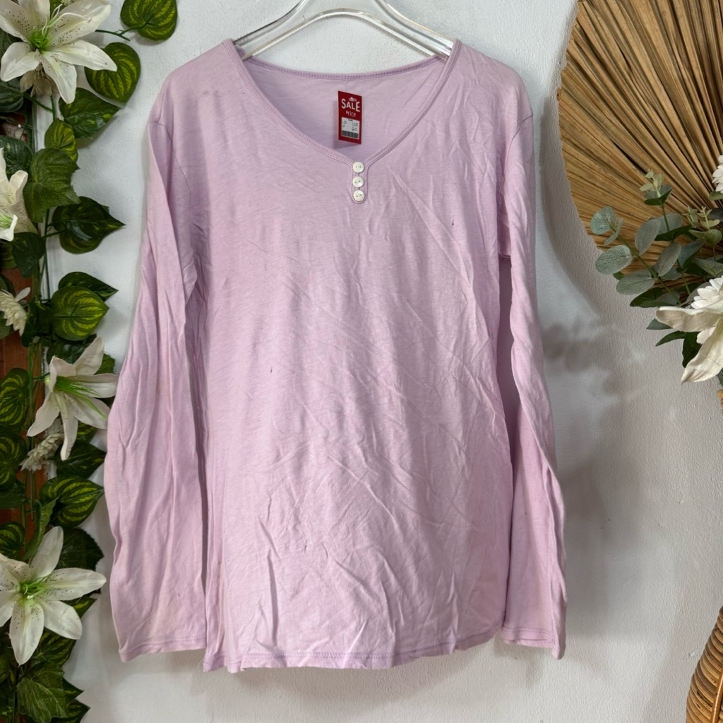 Blouse Kaos Lilac Lengan Panjang
