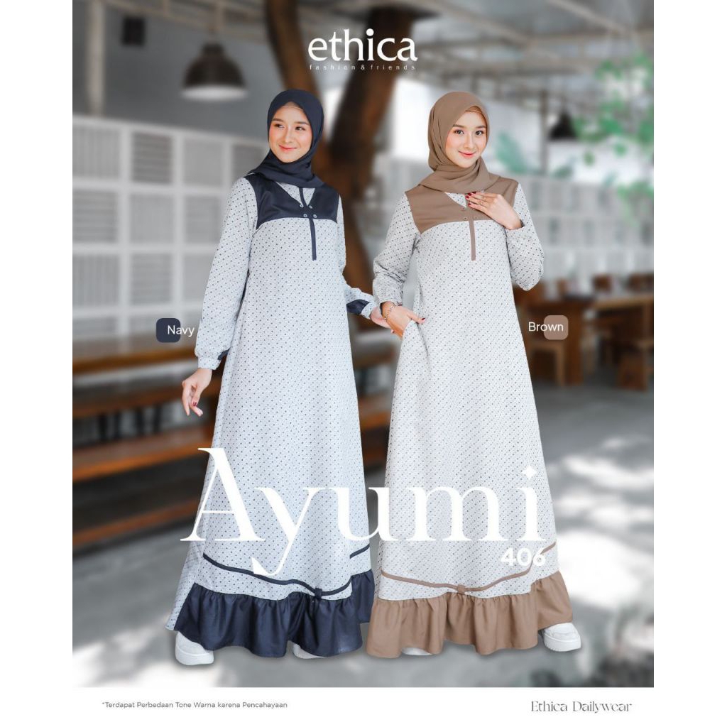 GAMIS ETHICA AYUMI 406 BROWN NAVY / GAMIS ETHICA AYUMI / GAMIS ETHICA ORIGINAL / GAMIS CANTIK / GAMI