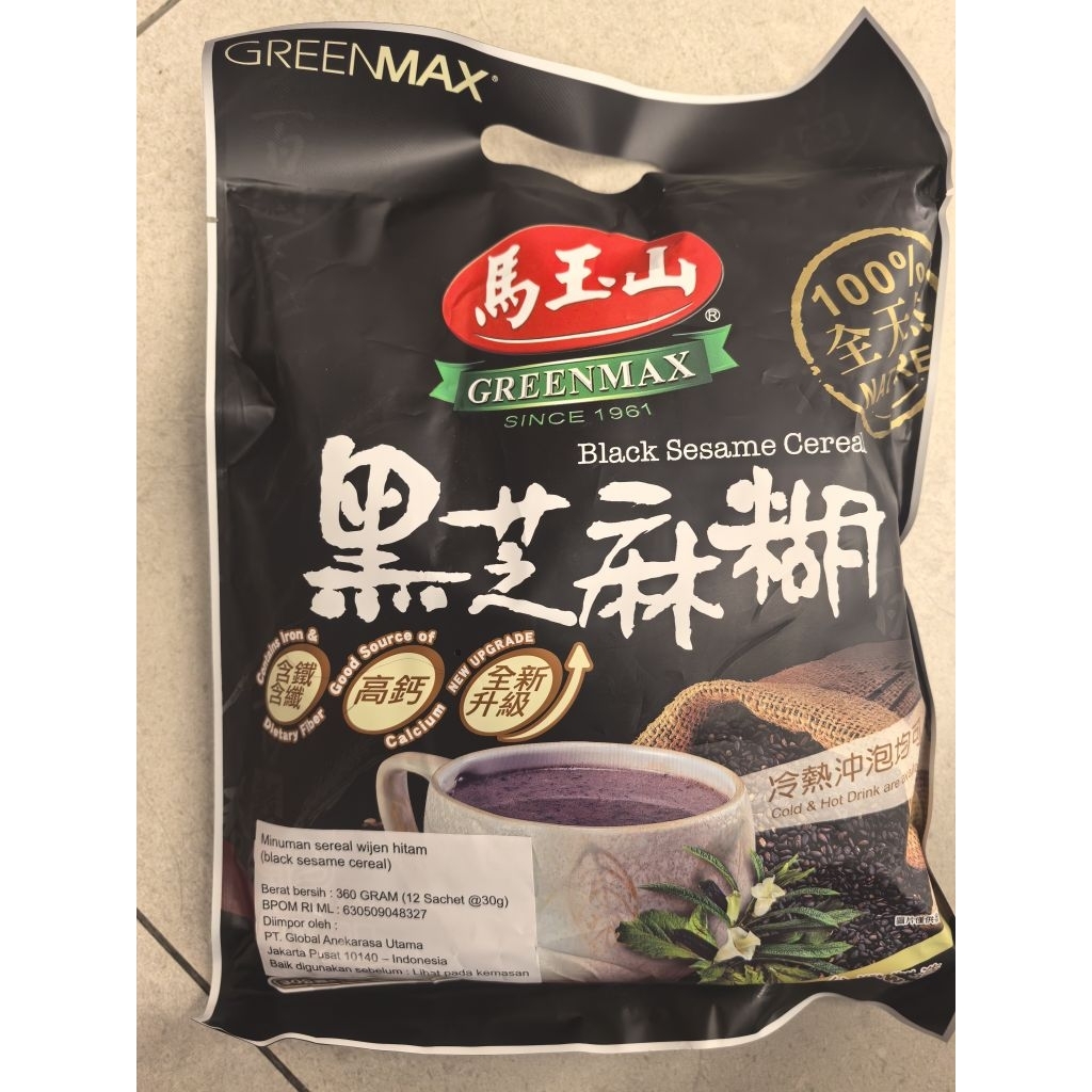 GREENMAX BLACK SESAME CEREAL. MINUMAN WIJEN HITAM CEREAL. BLACK SESAME CEREAL. WIJEN HITAM CEREAL