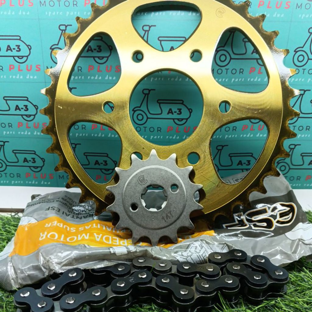 Ger gier gir set motor pulsar 200 Ns.(520-14T) (520-39t) (520h-108l) esf