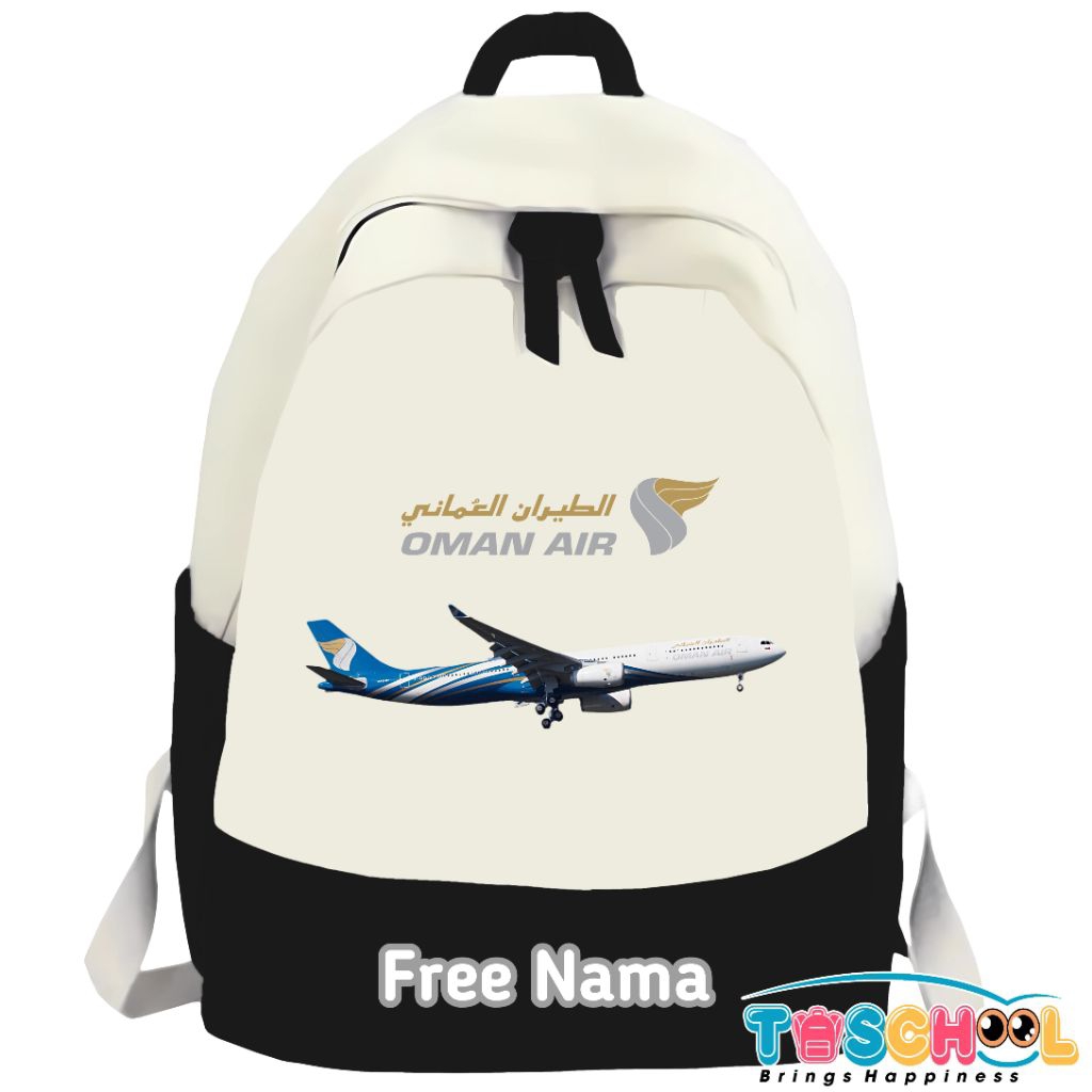 TAS RANSEL ANAK MOTIF PESAWAT OMAN AIR FREE NAMA