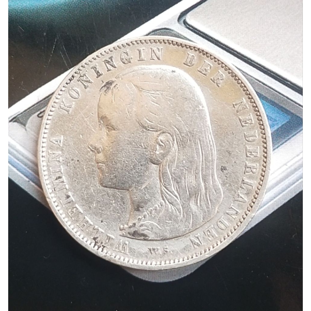 #LS KOIN KUNO WILHELMINA 1 GULDEN KOIN PERAK 1892 LAISLAIS STORE