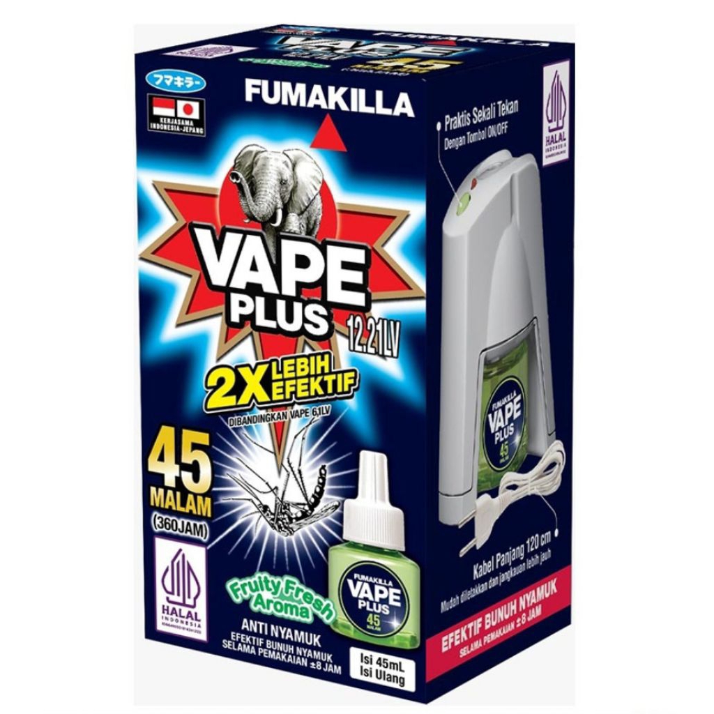 Refill Vape Plus Fumakilla 45ml Fruity Fresh Aroma Obat Anti Nyamuk Cair Elektrik Liquid 12,21 LV 45