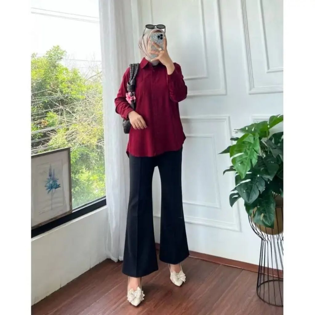 FLARE PANTS SCUBA//CELANA CUTBRAY SCUBA PREMIUM//CELANA CUTBRAY//HIGWAIST WANITA TERBARU PINGGANG FU