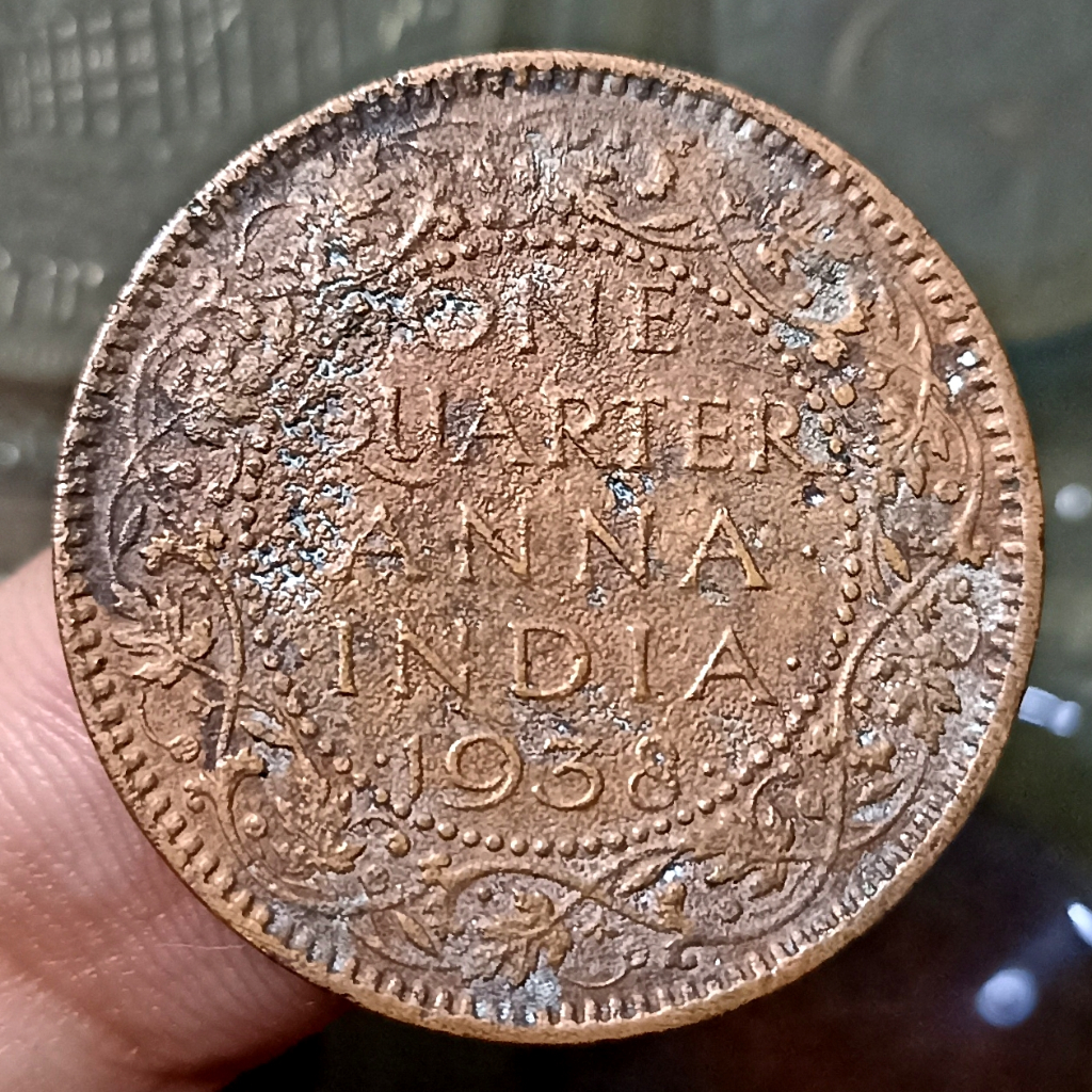 Koin Kuno India - British (British India) 1/4 Anna - George VI Tahun 1938