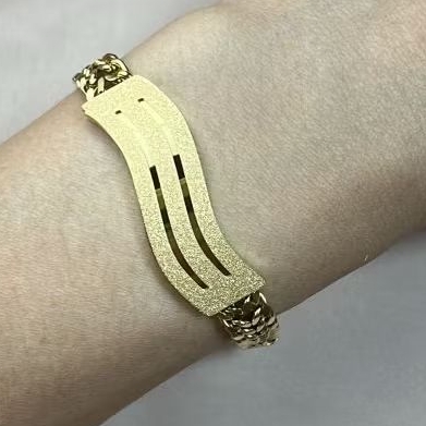 Gelang rantai plat model pasir gold | Titanium