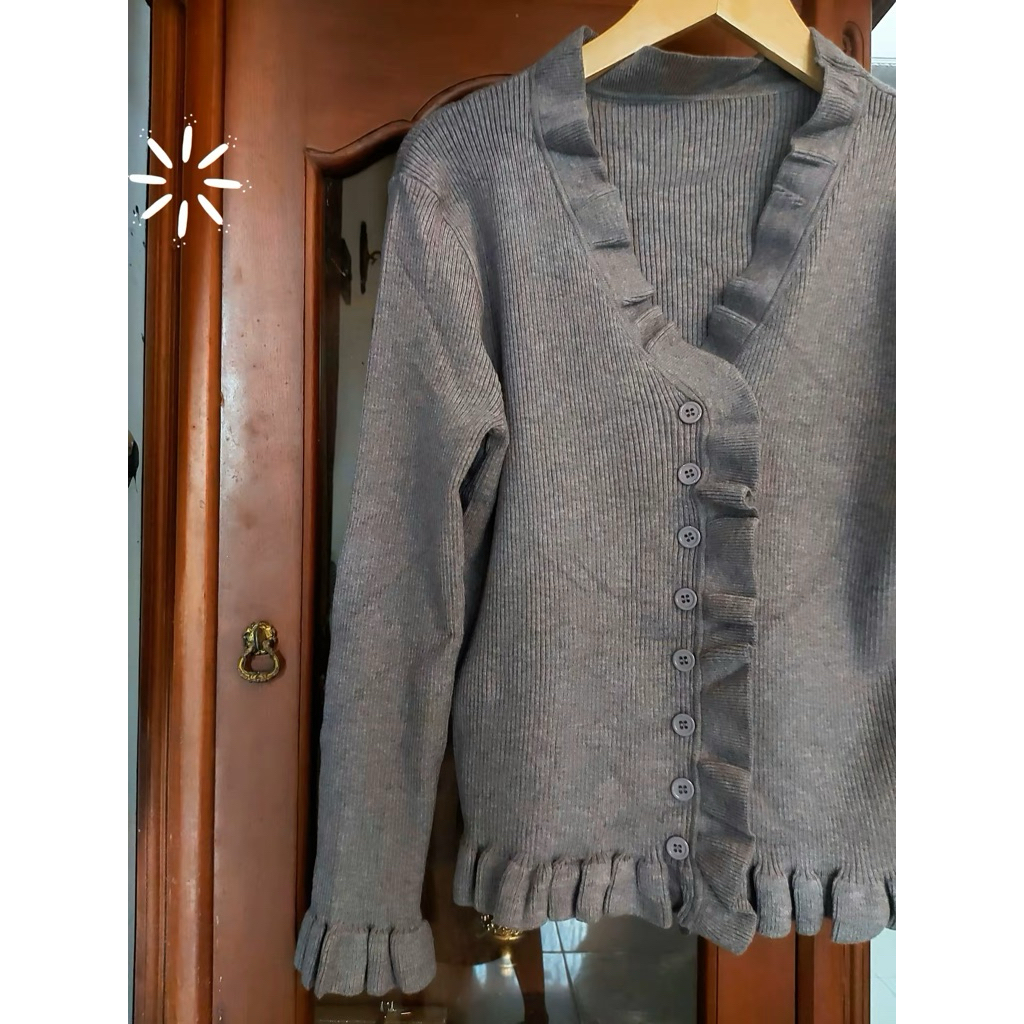 Ruffle Cardigan / Knit Cardigan / Ruffle Knit