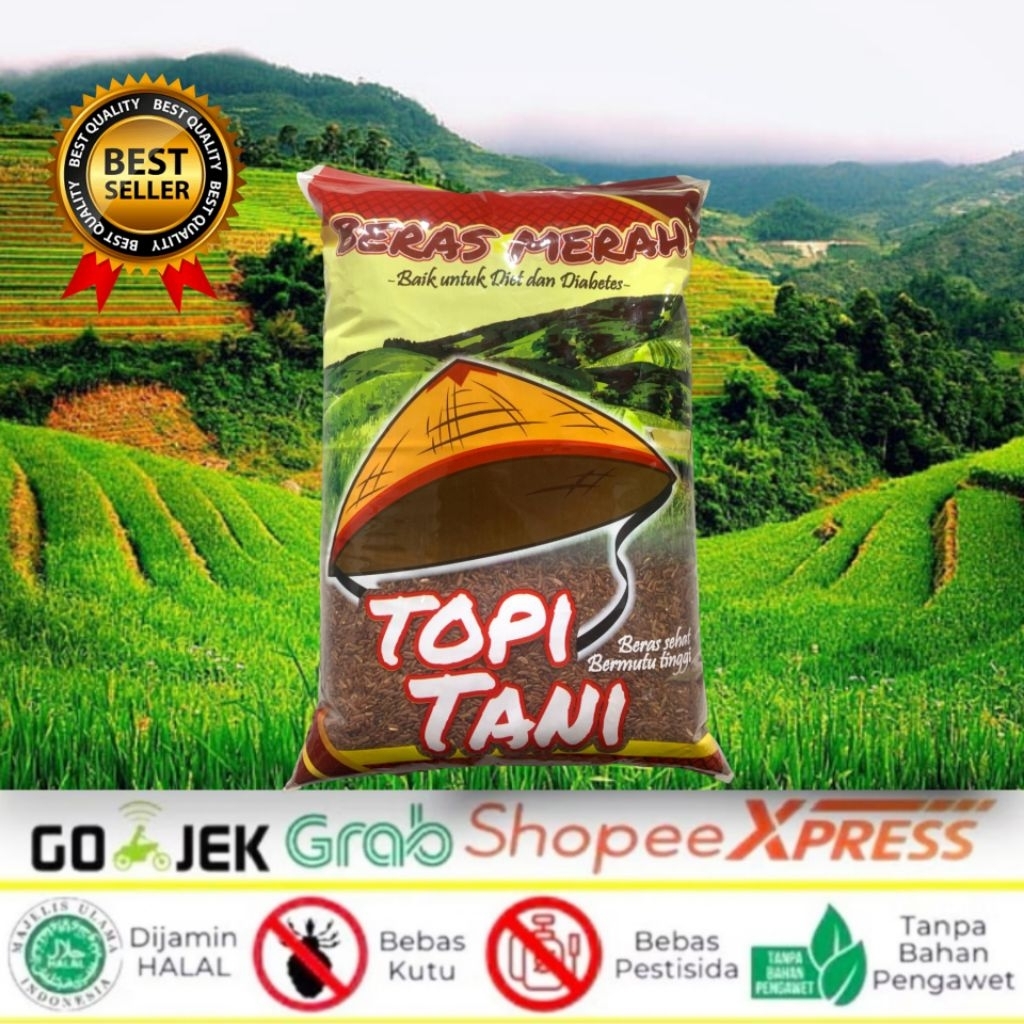 Beras Merah Cap Topi Tani 5 Kg 10 Kg