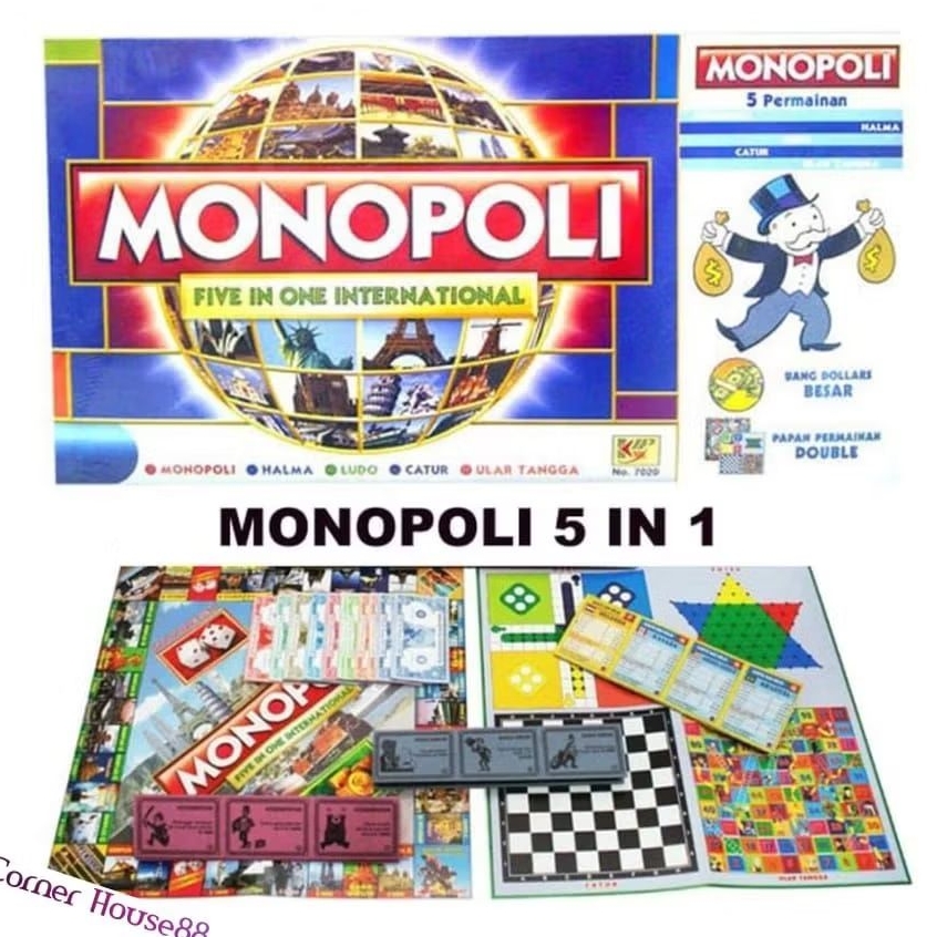MAINAN MONOPOLI INTERNATIONAL 5in1 | MONOPOLI INTERNASIONAL 5in1 FAMILY BOARD GAME | MONOPOLI 5 PERM