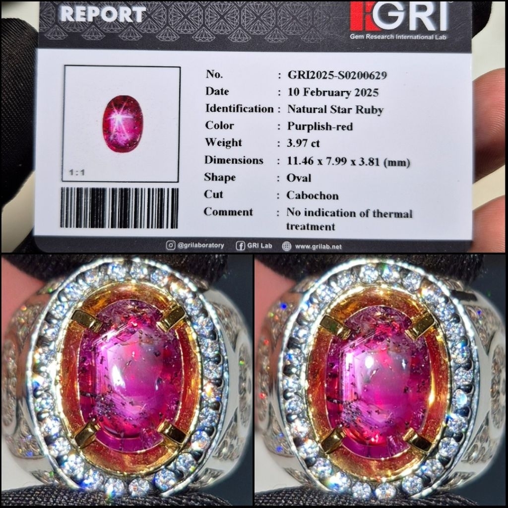 Natural Star Ruby NoHeated Unheated Notreatment NTE NH Memo GRI