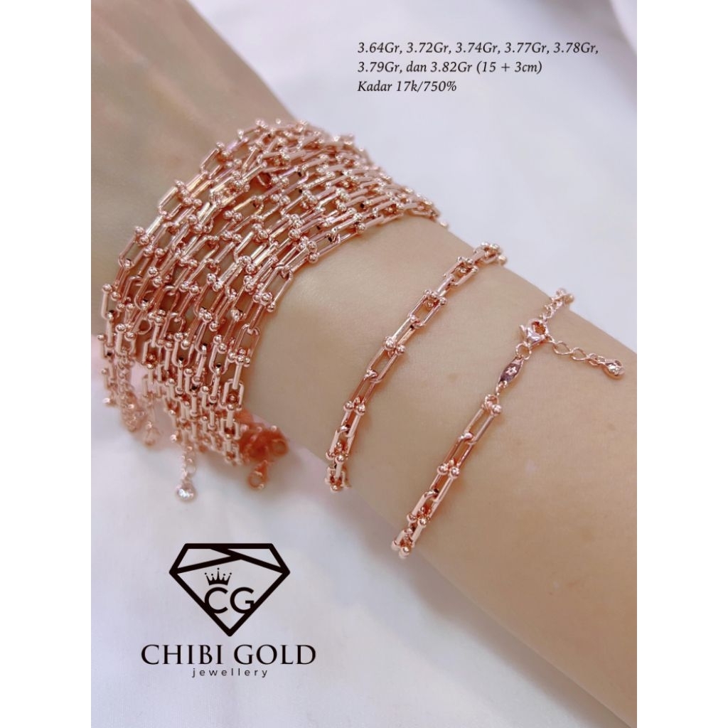 CHIBIGOLD -  gelang tangan Ti emas 750 kadar 17k Gelang tangan tiff emas 750