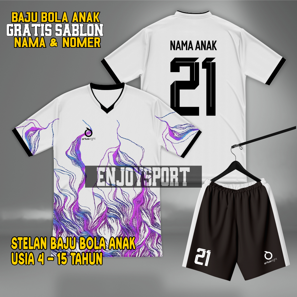 COD Jersey Futsal Anak Free Sablon Nama Nomer Milano, STELAN Baju Bola Ukuran Anak - anak